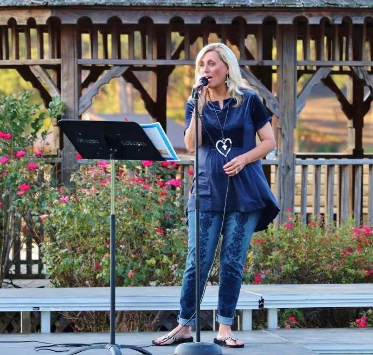 Jo Ann Bullard performing at an outdoor concert